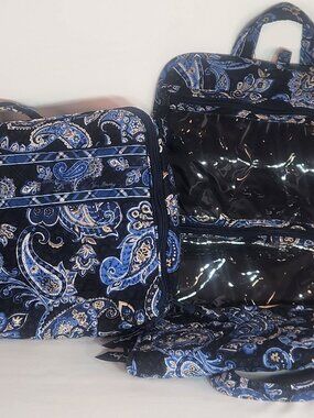Vintage Vera Bradley Windsor Navy Blue Paisley Travel Cube & Hanging Organizer